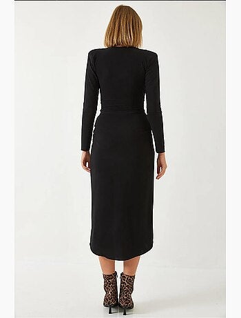 Vestido de tecido candy com decote em v e franzido frontal lucci