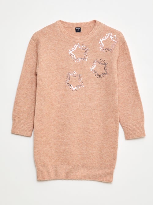 Vestido de tricô com estrelas em lantejoulas - Kiabi