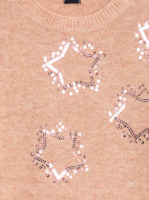 Vestido de tricô com estrelas em lantejoulas - Kiabi