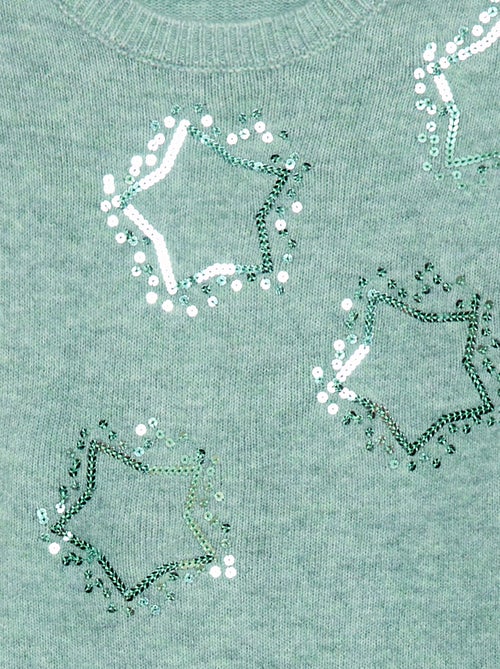 Vestido de tricô com estrelas em lantejoulas - Kiabi