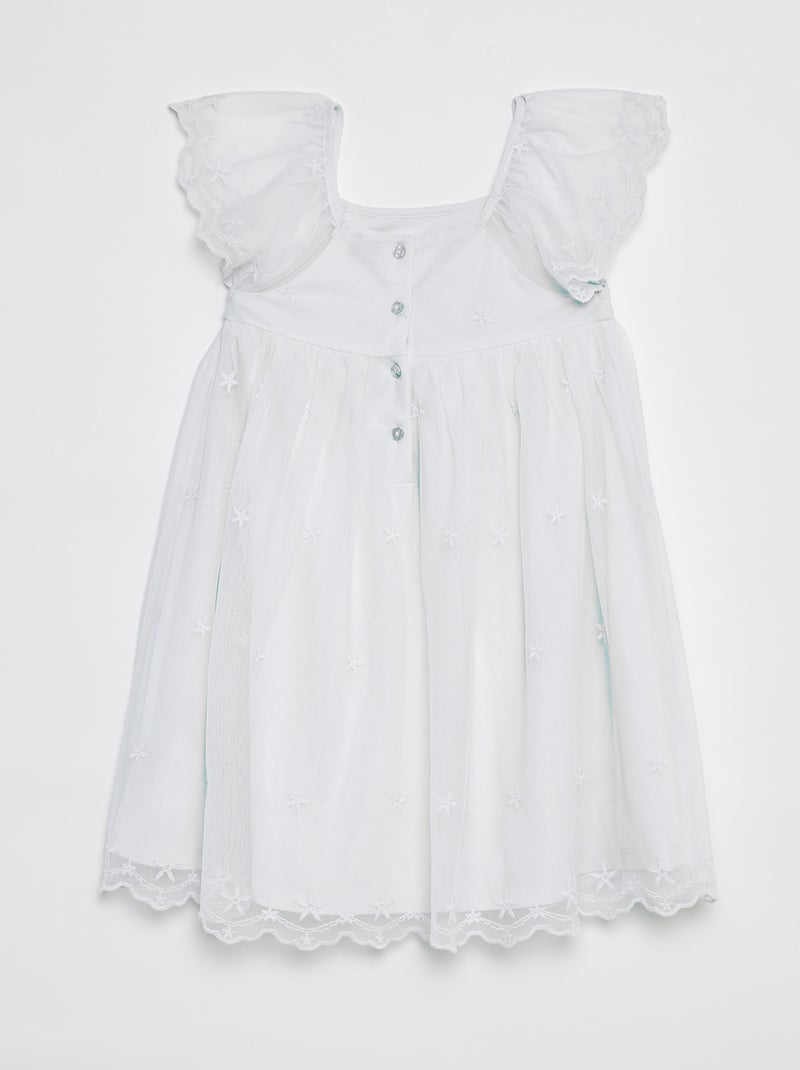 Vestido de tule bordado Branco - Kiabi
