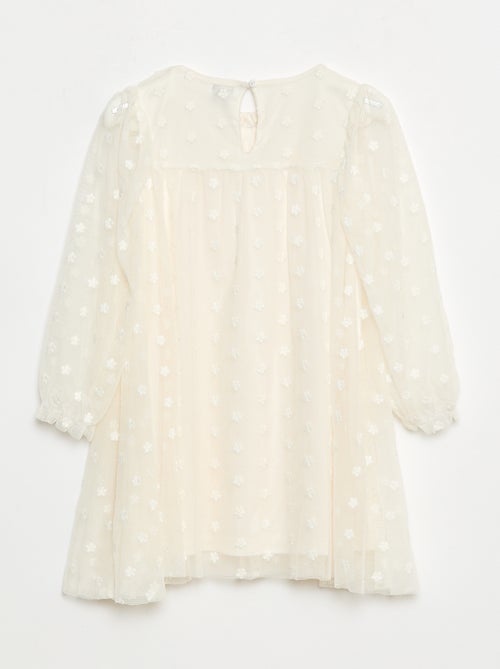 Vestido de tule com bordados de flores - Kiabi