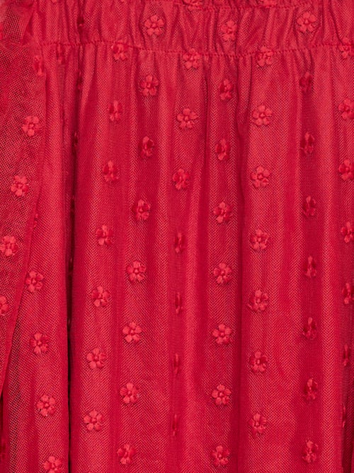 Vestido de tule com bordados de flores - Kiabi