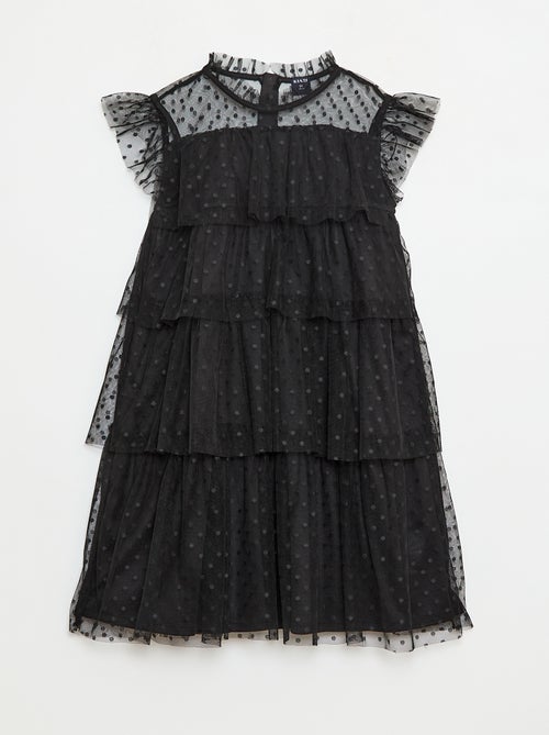 Vestido de tule com folhos e estampado de bolinhas 'Halloween' - Kiabi