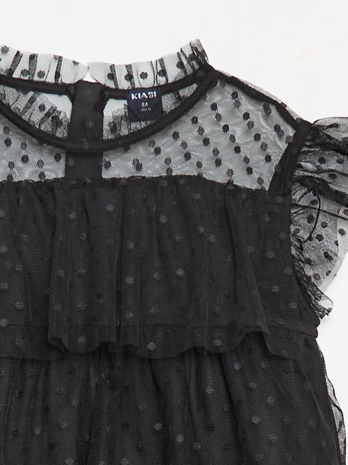 Vestido de tule com folhos e estampado de bolinhas 'Halloween' - Kiabi