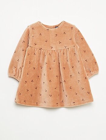 Vestido de veludo com mangas compridas e padrão