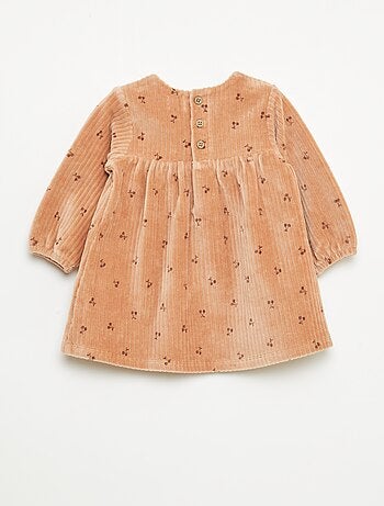 Vestido de veludo com mangas compridas e padrão