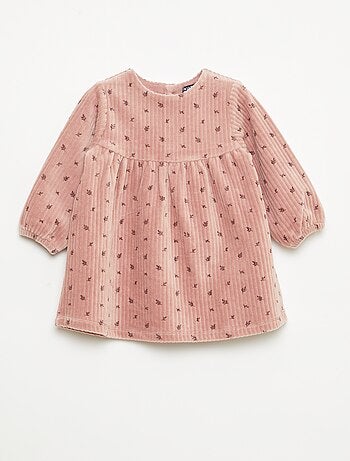 Vestido de veludo com mangas compridas e padrão