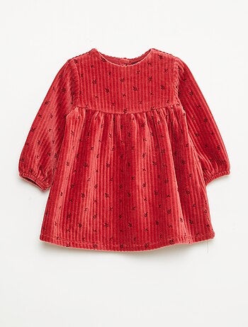 Vestido de veludo com mangas compridas e padrão