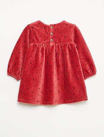 Vestido de veludo com mangas compridas e padrão