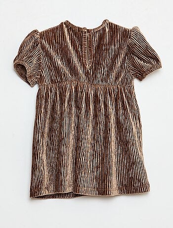 Vestido de veludo cotelê com laço fantasia