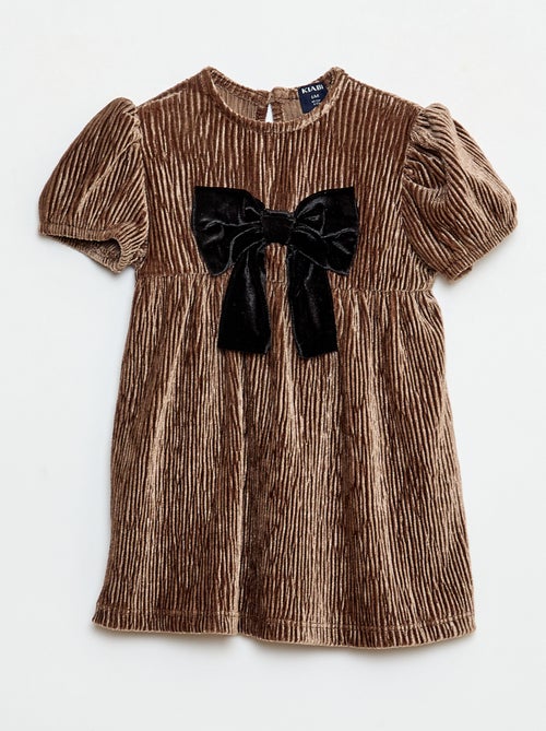 Vestido de veludo cotelê com laço fantasia - Kiabi