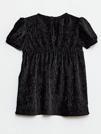 Vestido de veludo cotelê com laço fantasia