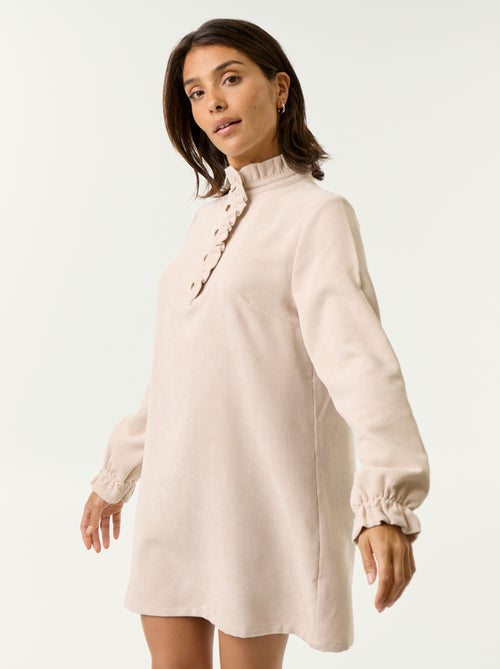 Vestido de veludo cotelê de manga comprida - Kiabi