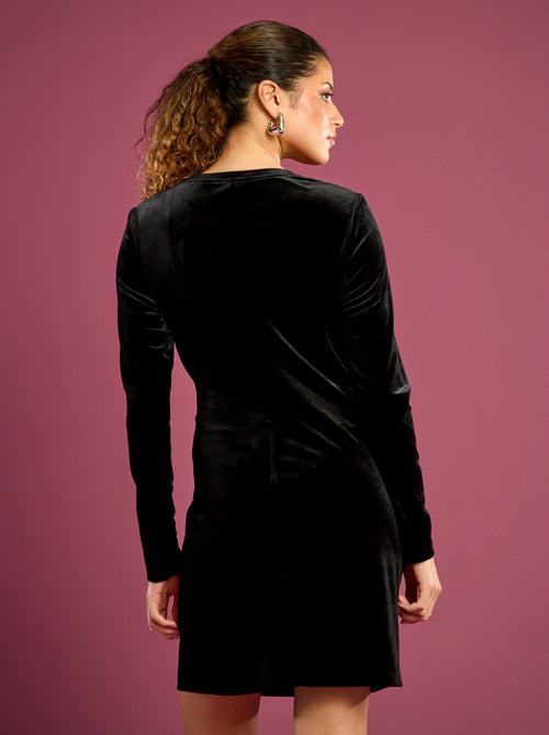 Vestido de veludo drapeado - Kiabi