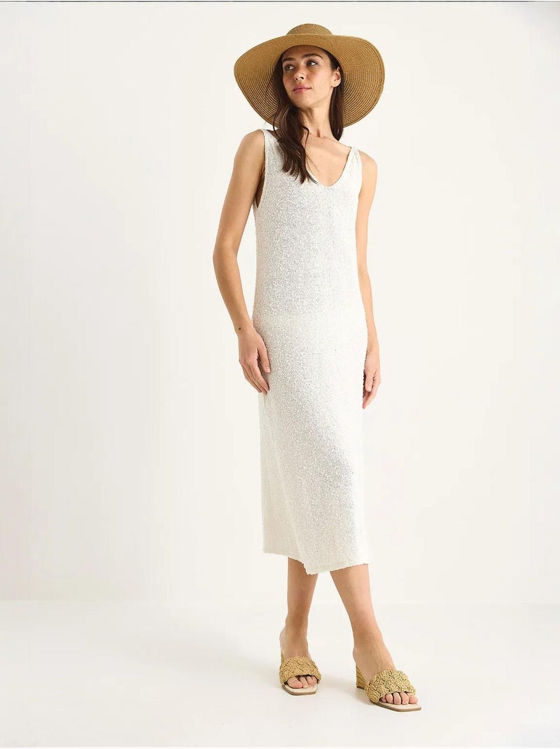 Vestido de verão em malha com detalhe às riscas nas costas lucci Bege-argila - Kiabi