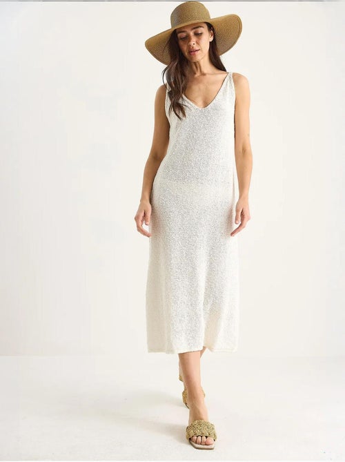 Vestido de verão em malha com detalhe às riscas nas costas lucci - Kiabi Vestido de verão em malha com detalhe às riscas nas costas lucci - Kiabi