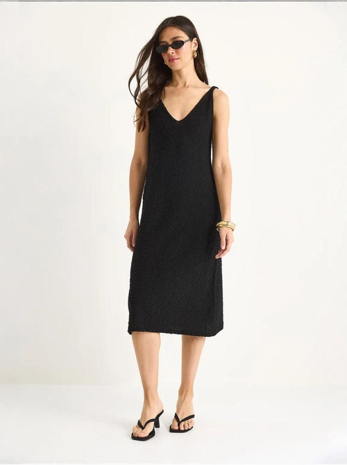 Vestido de verão em malha com detalhe às riscas nas costas lucci - Kiabi Vestido de verão em malha com detalhe às riscas nas costas lucci - Kiabi