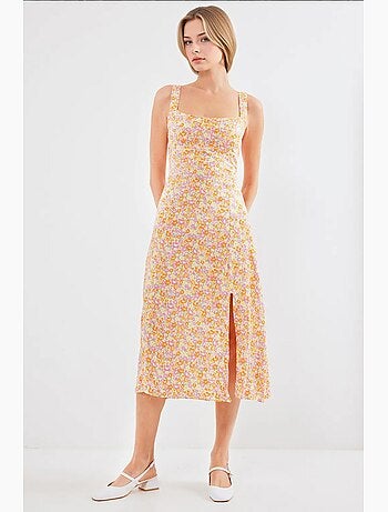 Vestido de viscose com alças e racha bdart