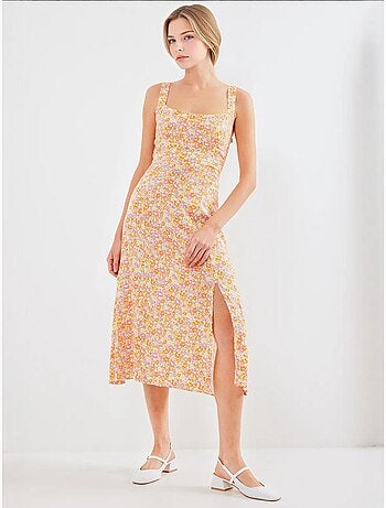 Vestido de viscose com alças e racha bdart