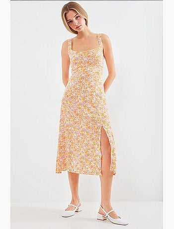 Vestido de viscose com alças e racha bdart