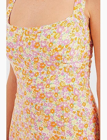 Vestido de viscose com alças e racha bdart