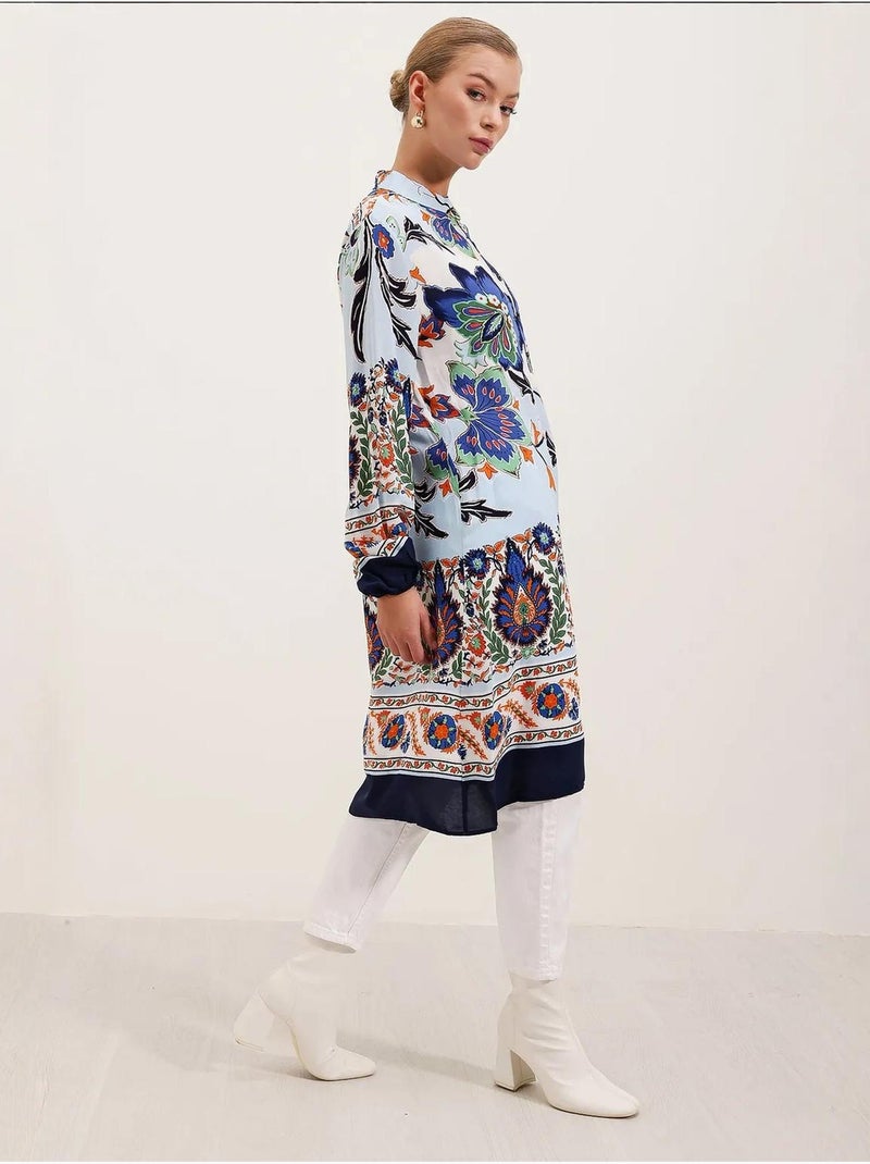 Vestido de viscose com padrão bdart Azul-marinho - Kiabi