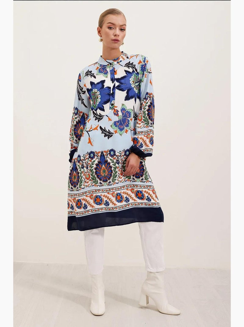 Vestido de viscose com padrão bdart Azul-marinho - Kiabi