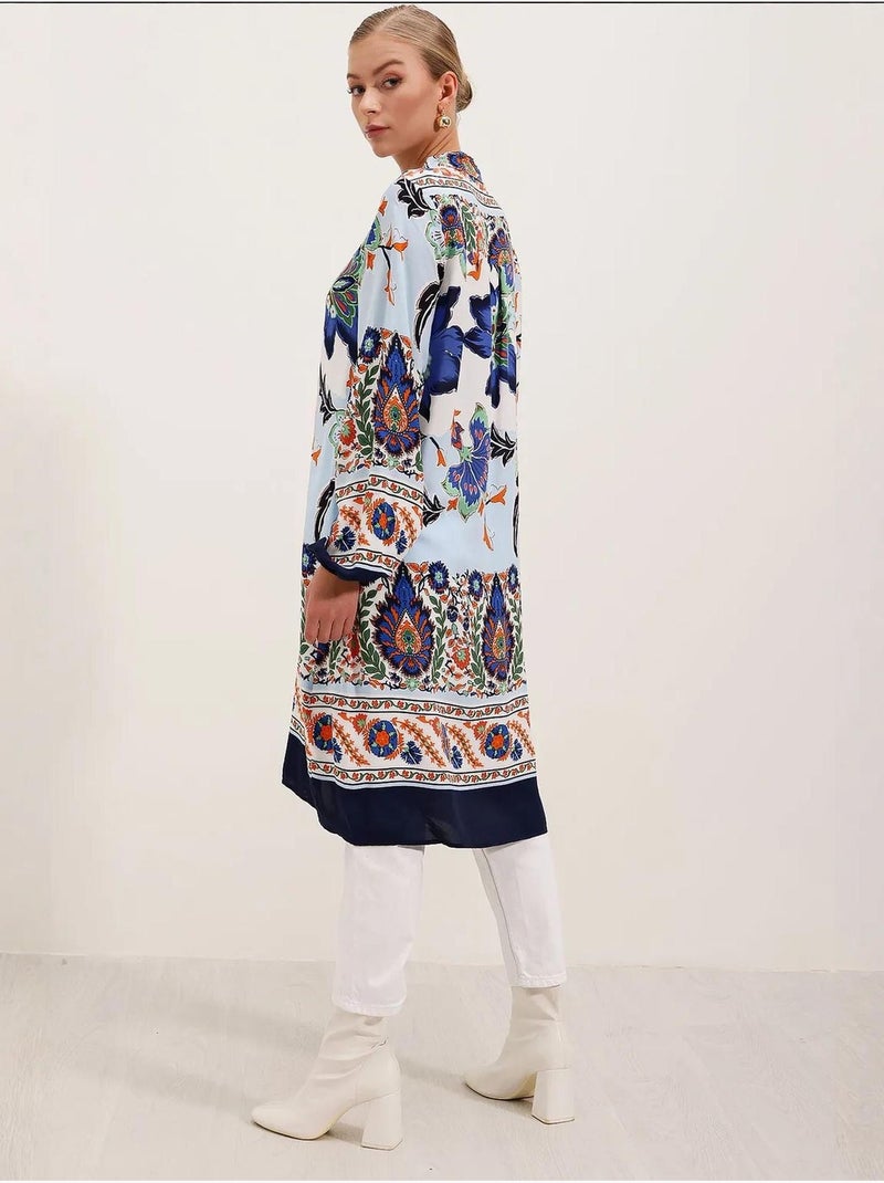 Vestido de viscose com padrão bdart Azul-marinho - Kiabi