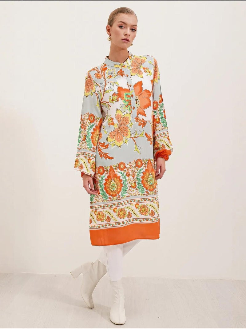 Vestido de viscose com padrão bdart Laranja-mandarina - Kiabi