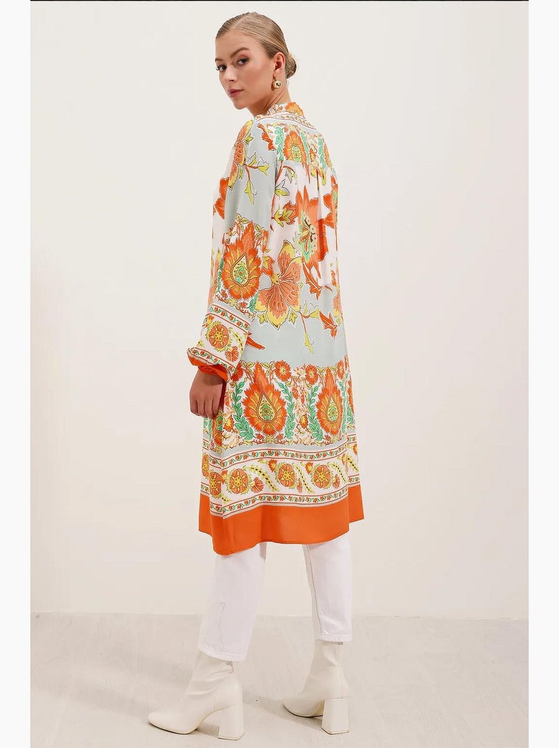 Vestido de viscose com padrão bdart Laranja-mandarina - Kiabi