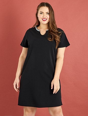 Vestido direito com gola em ouropel - Kiabi