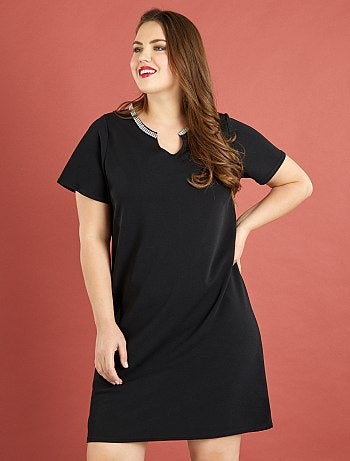 Vestido direito com gola em ouropel - Kiabi