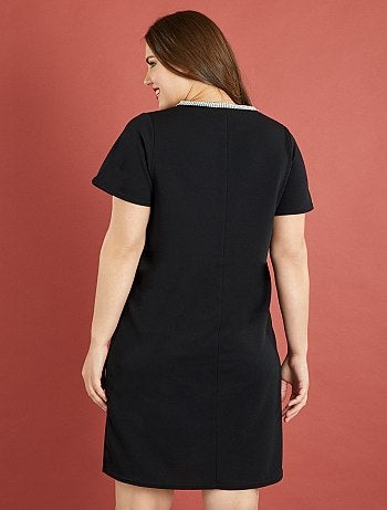 Vestido direito com gola em ouropel - Kiabi