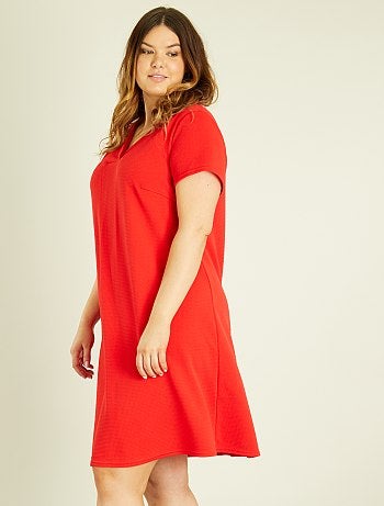 Vestido direito em malha gofrada - Kiabi