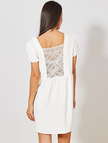 Vestido direito fluido com renda - Kiabi