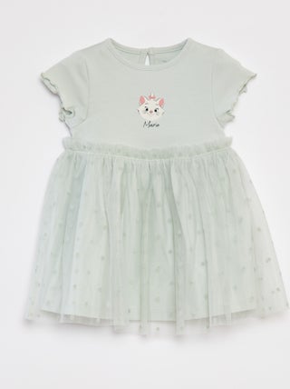 Vestido 'Disney' de manga curta com parte inferior em tule