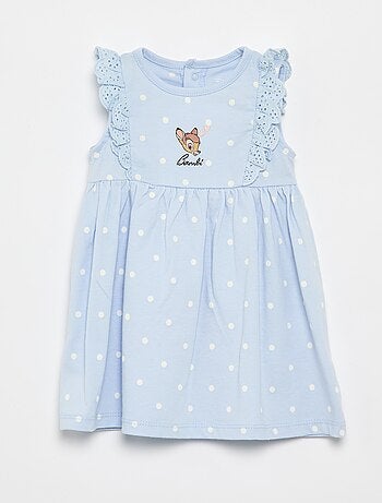 Vestido 'Disney' liso sem mangas com folho no peitilho