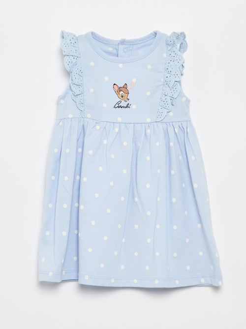 Vestido 'Disney' liso sem mangas com folho no peitilho - Kiabi