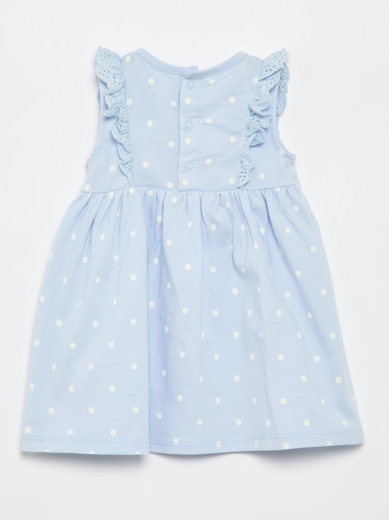 Vestido 'Disney' liso sem mangas com folho no peitilho Azul - Kiabi