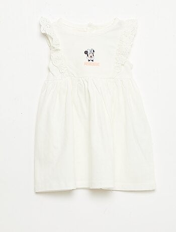 Vestido 'Disney' liso sem mangas com folho no peitilho