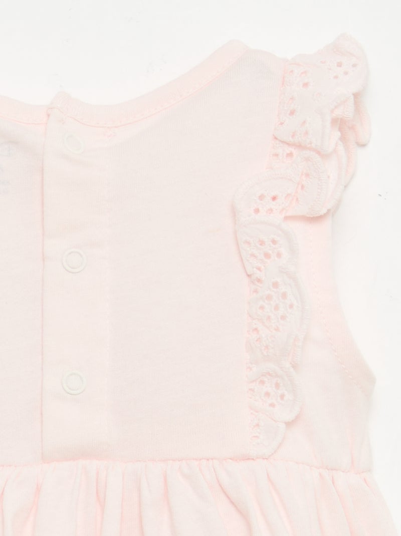 Vestido 'Disney' liso sem mangas com folho no peitilho Rosa - Kiabi