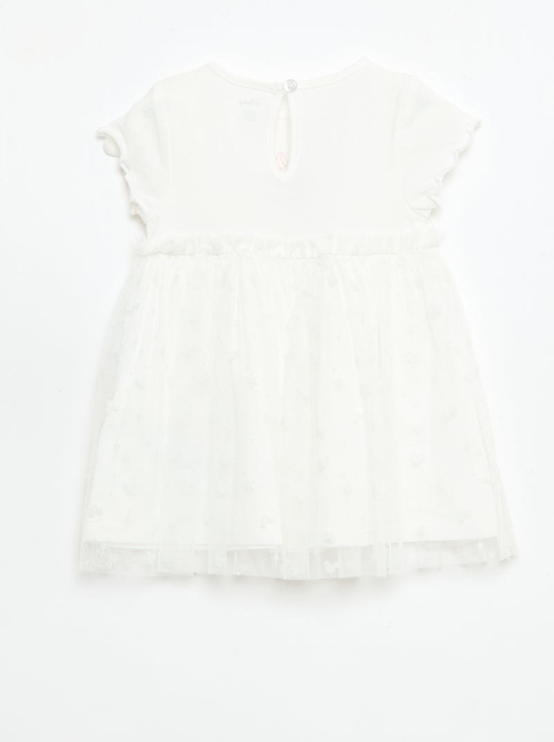 Vestido 'Disney' 'Minnie' com tule em algodão Branco - Kiabi