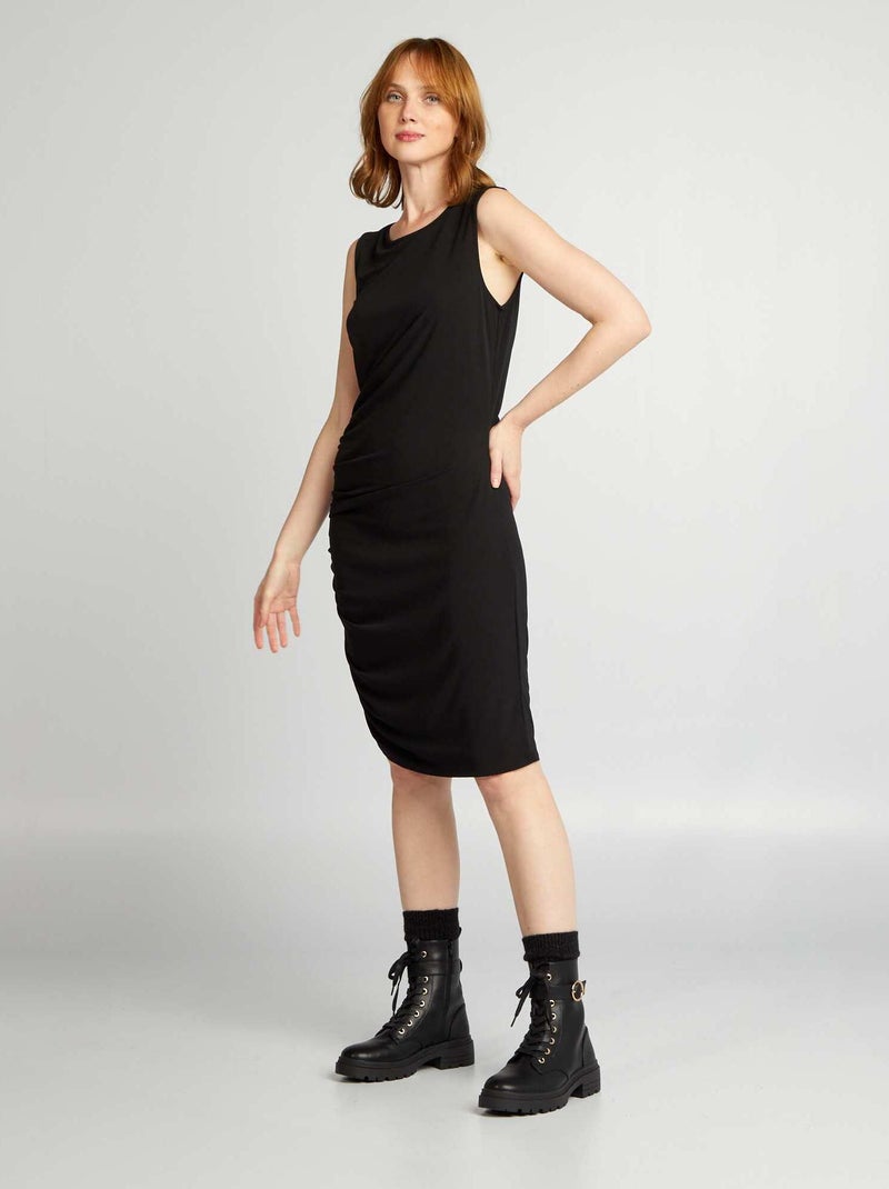 Vestido drapeado sem mangas Preto - Kiabi
