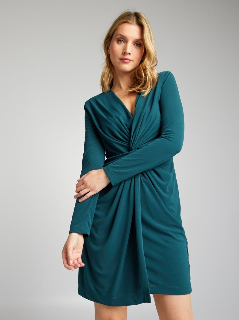 Vestido drapeado VERDE - Kiabi