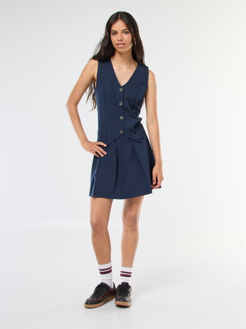 Vestido efeito 2 em 1 colete de fato + saia - Kiabi