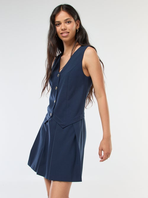 Vestido efeito 2 em 1 colete de fato + saia - Kiabi