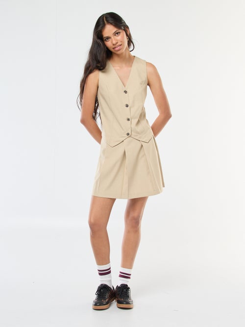 Vestido efeito 2 em 1 colete de fato + saia - Kiabi