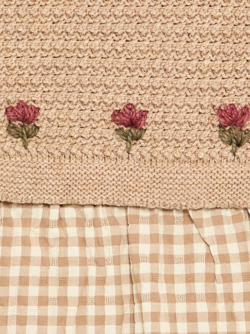 Vestido efeito 2 em 1 com parte de cima em malha de tricô - Kiabi Vestido efeito 2 em 1 com parte de cima em malha de tricô - Kiabi