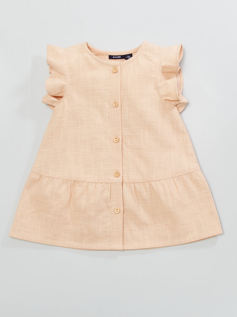 Vestido em algodão BEGE - Kiabi